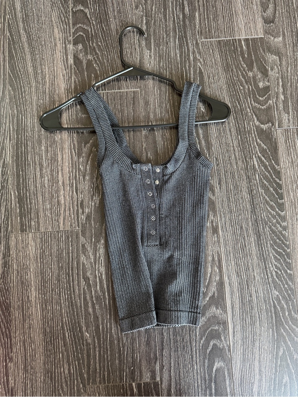 Free People Charcoal Ribbed Henley Tank